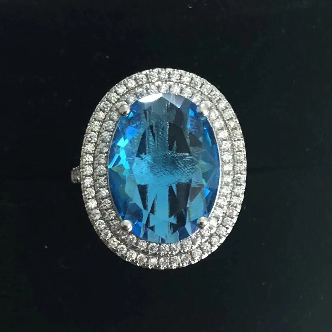 11204 天蓝海蓝戒指活口开口可调节