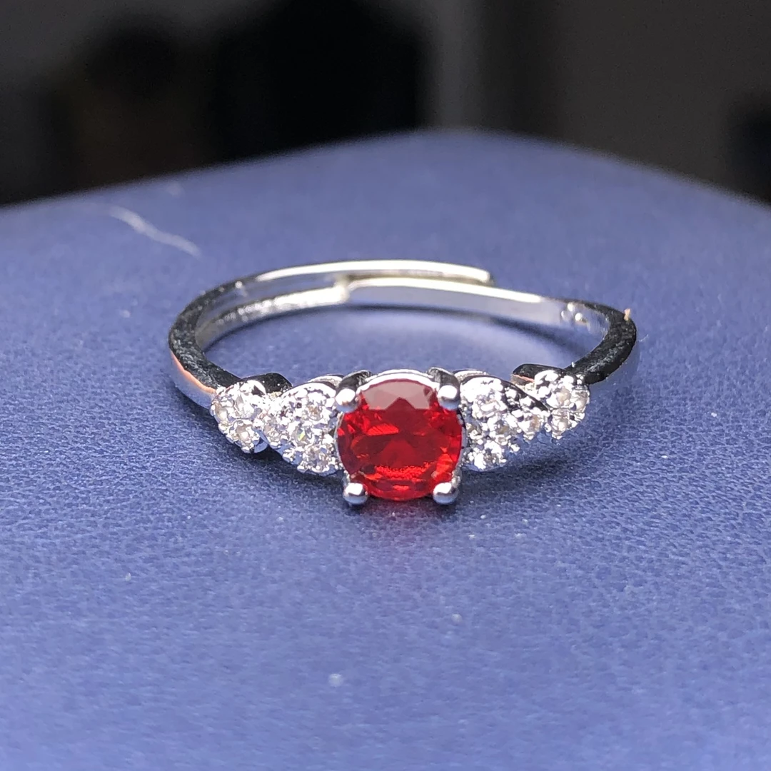 111045 宝红色戒指精致活口漂亮美丽精致开口可调节女士经典