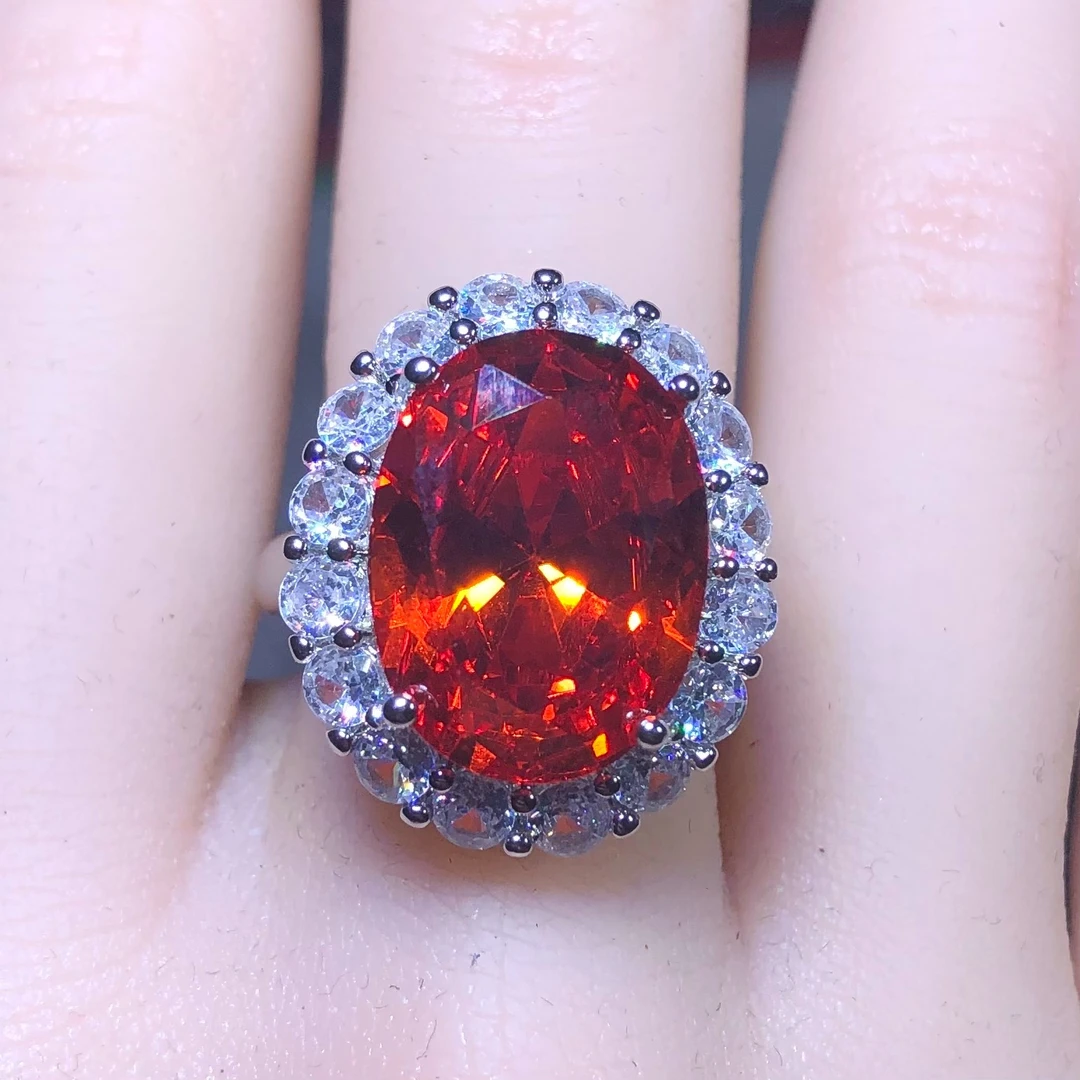 1184 芬达红戒指银色托开口可调节