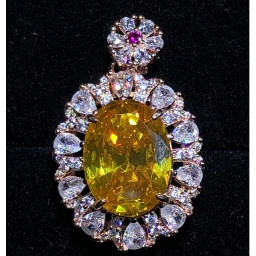 2244 黄啊塞吊坠（送白色链）轻奢气质镶嵌豪华精致 满钻 奢华 时