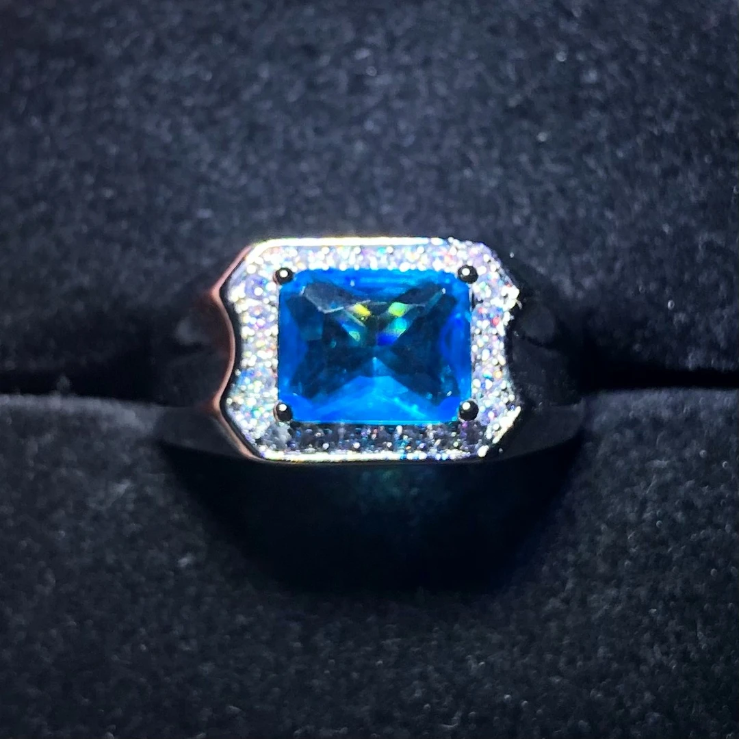 11204 天蓝海蓝戒指活口开口可调节 男女同款