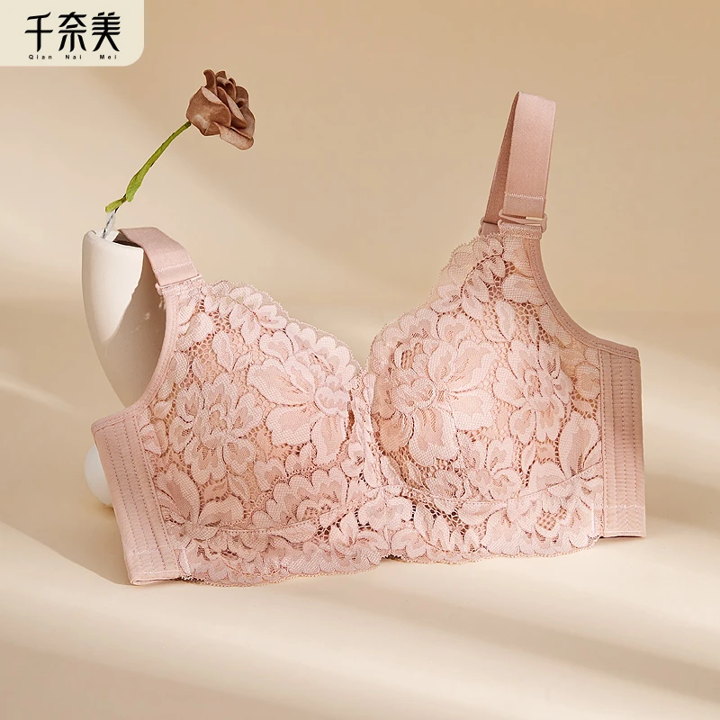 千奈美内衣大胸显小防下垂收副乳无钢圈缩胸神器大杯调整型文胸罩