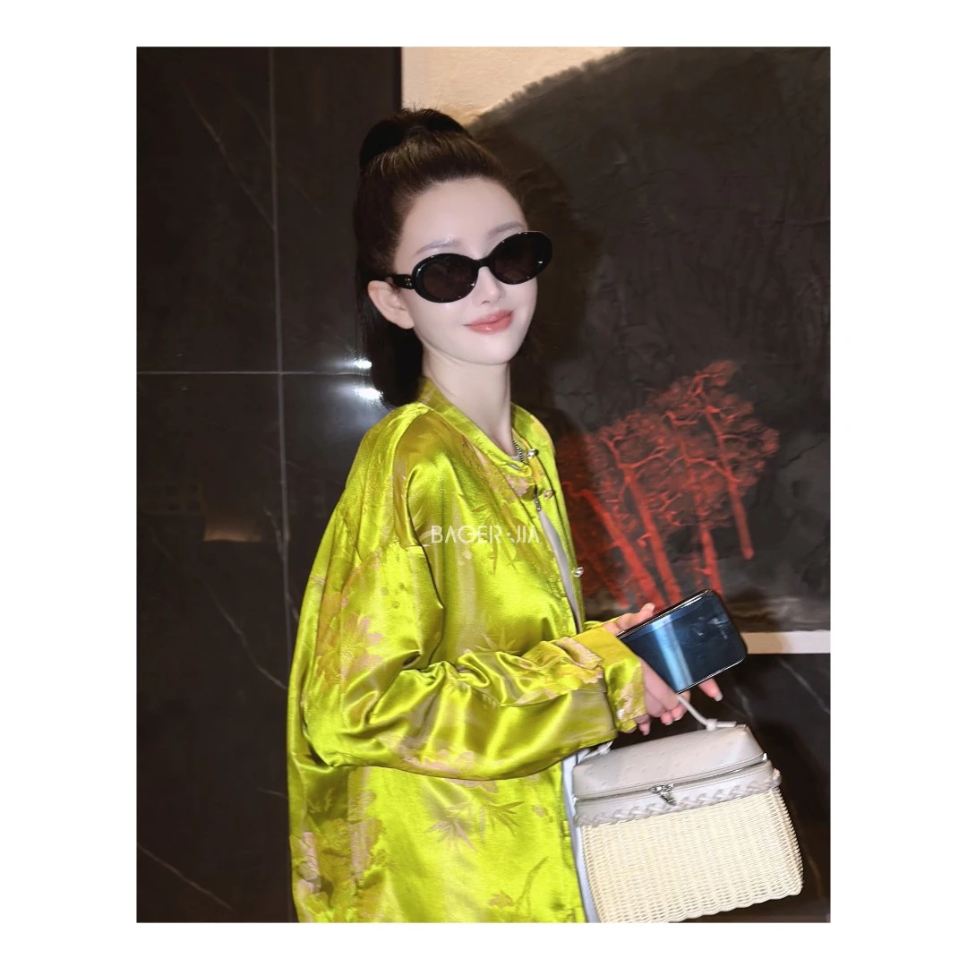 16-宝儿家BK30324103春季穿搭新中式立体图案桑蚕丝提花长袖衬衫