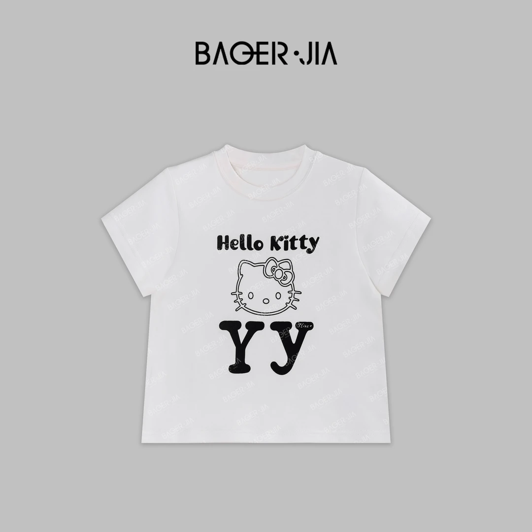 16-宝儿家BL45024205夏季穿搭新款休闲时尚卡通植绒字母印花T恤