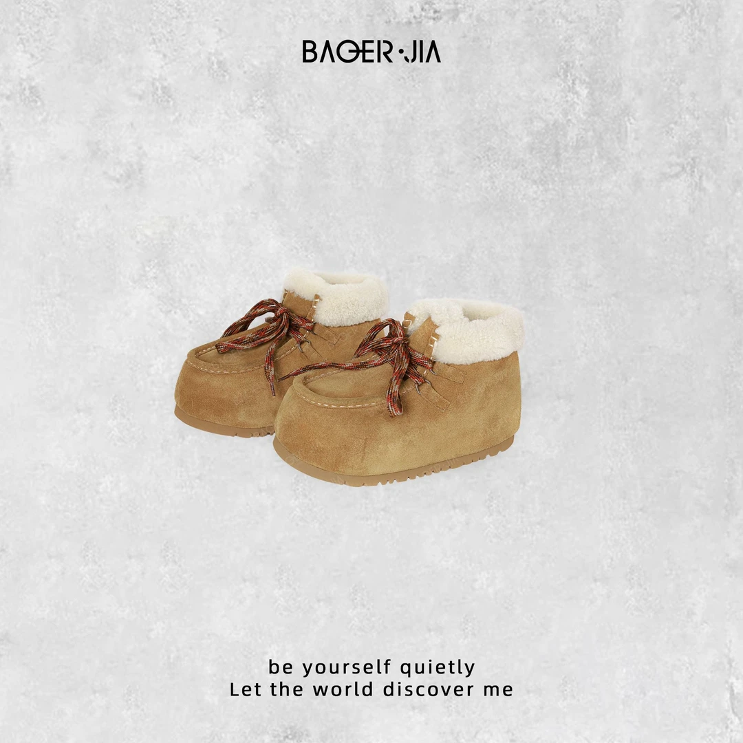 16-【元宝雪地靴】宝儿家含幂BM23324411厚底防滑保暖羊毛雪地靴