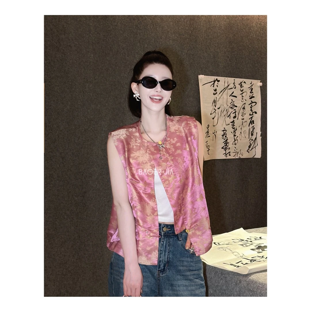 16-【朝花夕拾】宝儿家BJ32424103春夏季穿搭国潮风桑蚕丝定制马甲