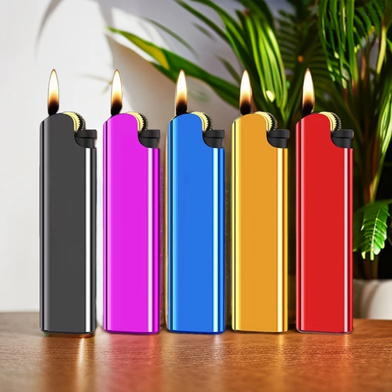 金属外壳砂轮打火机明火定制订做订制印字广告一次性火机批量