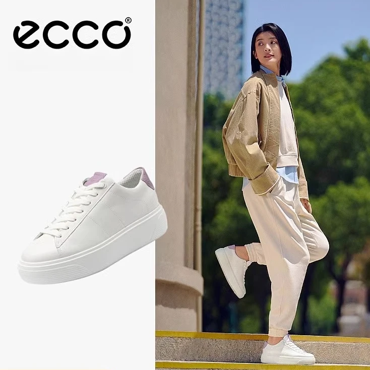 ECCO爱步女鞋厚底板鞋 新款百搭真皮小白鞋休闲鞋 街头舞台219503