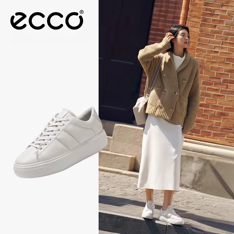 ECCO爱步百搭鞋子女鞋新款小白鞋街头欧若风休闲鞋厚底鞋 219583