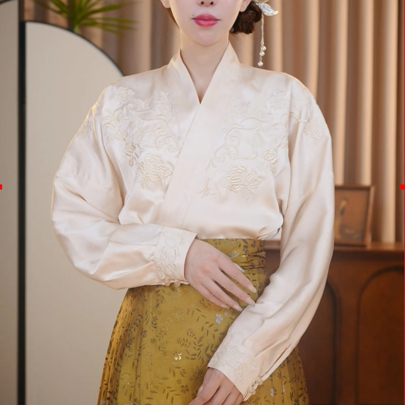 【五月】 衣研居 飞机袖上衣 秋冬款 原创刺绣宋制对襟交领3