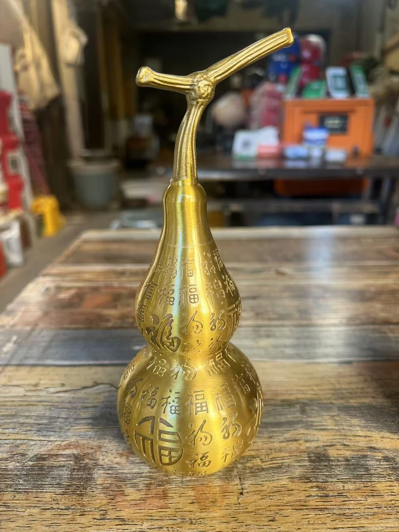 百福葫芦16cm黄铜摆件雕花浮雕雕刻工艺品