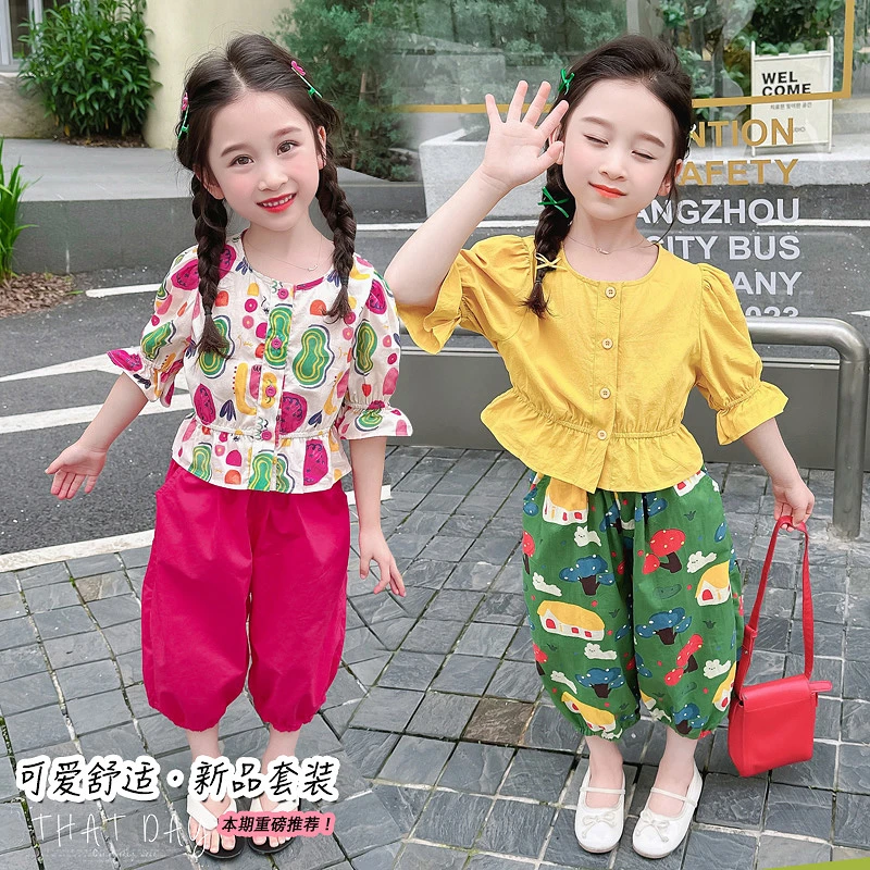 女童夏装套装宝宝夏款韩版甜美短袖防蚊裤儿童夏季2025新款两件套