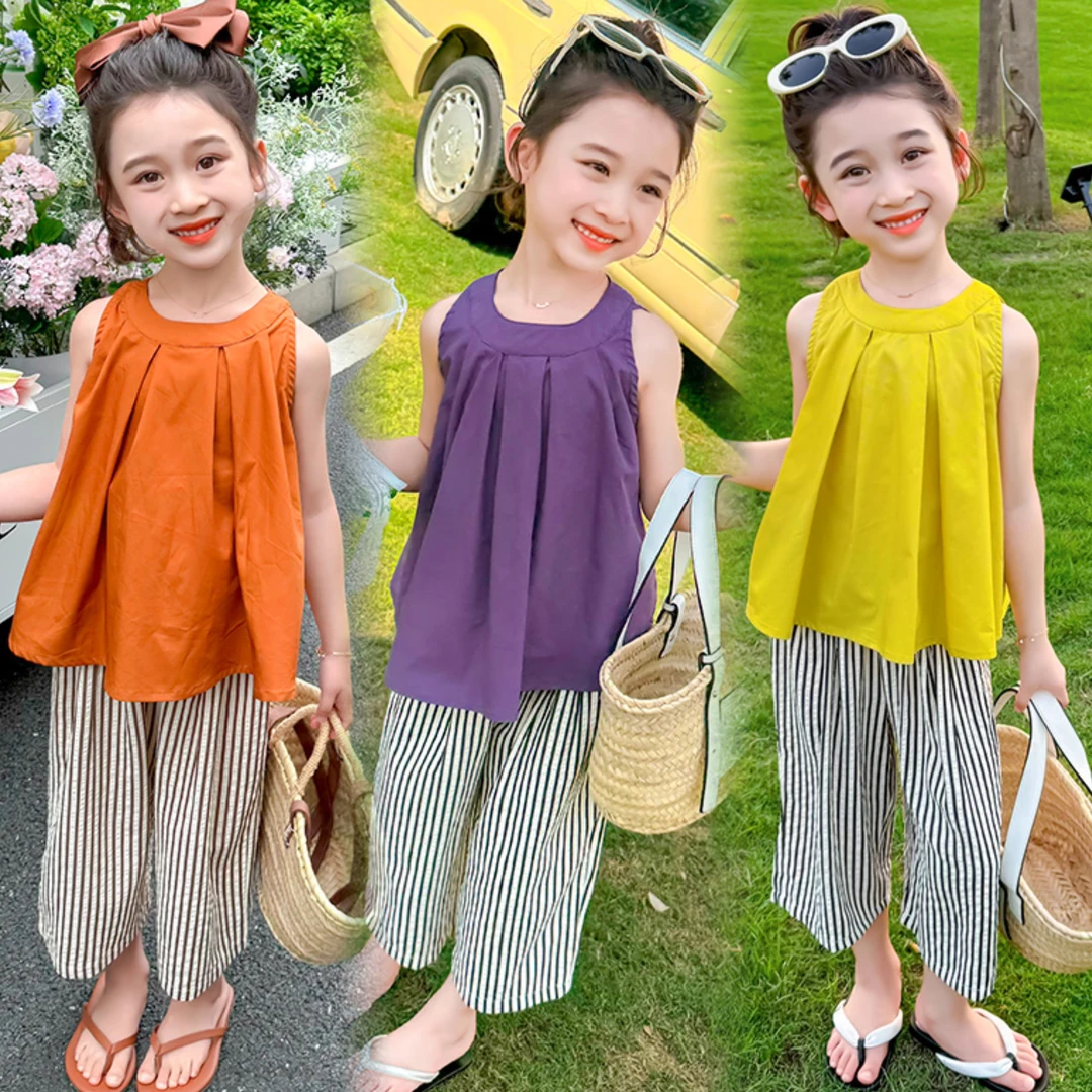 女童装时髦套装洋气2025新款儿童夏装无袖两件套小女孩夏季网红潮