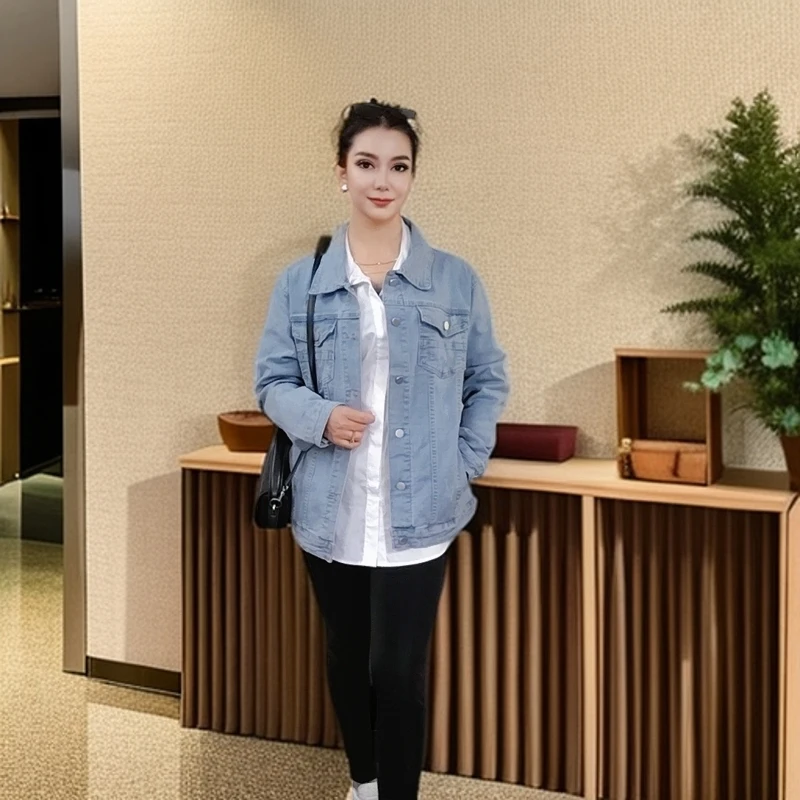 外套牛仔时尚休闲百搭宽松翻领水洗外套牛仔时尚休闲百搭宽松翻领