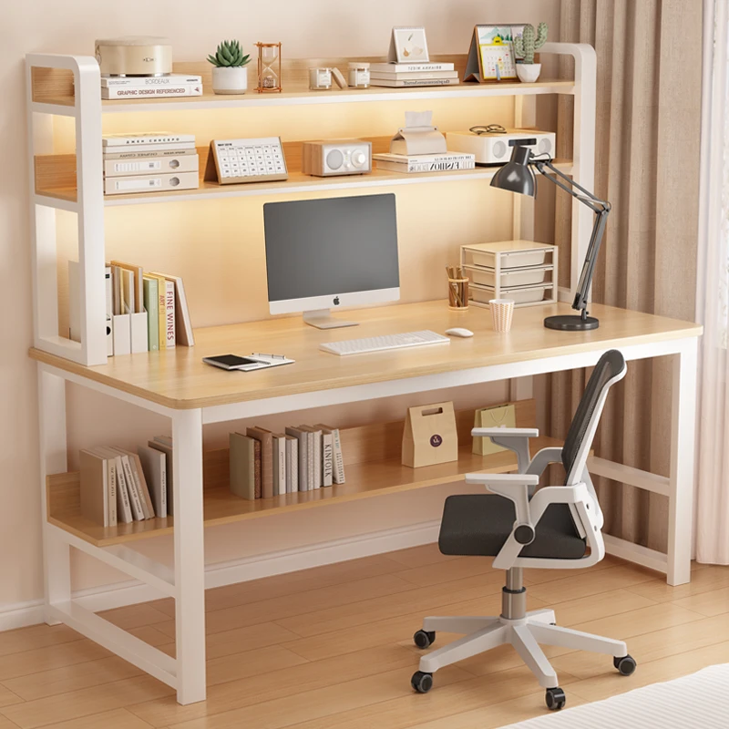 书桌电脑台式桌书架组合家用简约卧室学生简易写字桌办公桌小桌子
