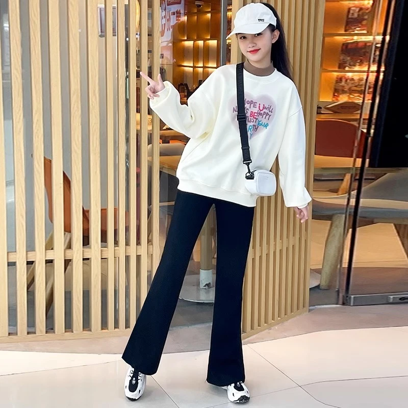 女童春装套装2025新款洋气春秋爆款显瘦儿童中大童休闲卫衣两件套