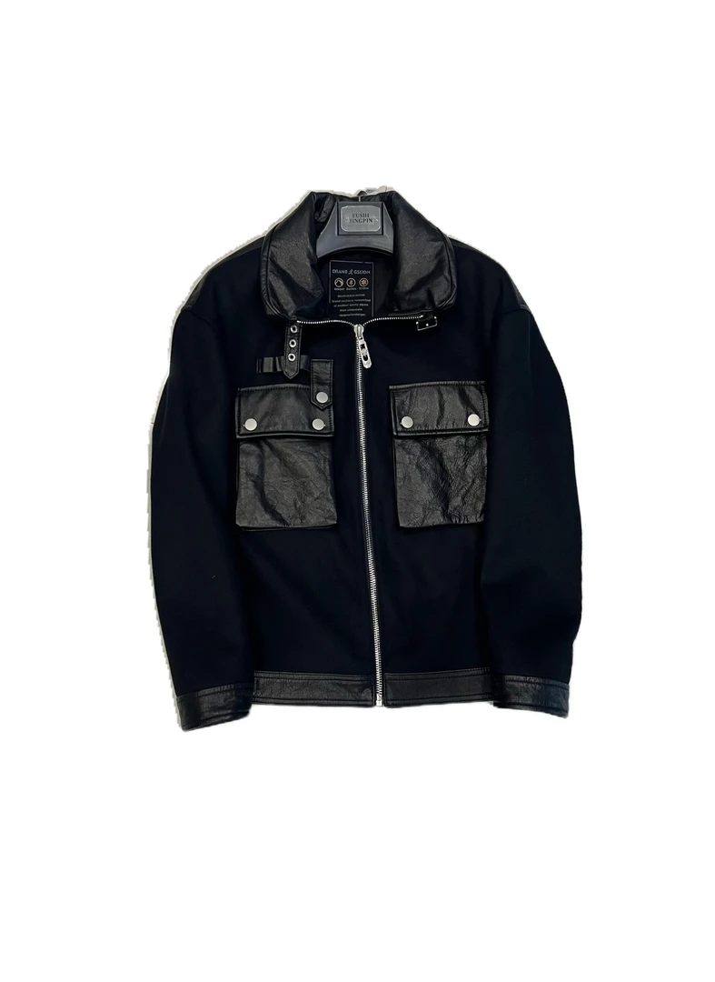 【极简系列】2024新款黄牛皮油蜡拼接定制牛仔秋季轻奢男士皮衣