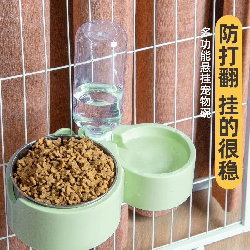 狗狗挂式饮水机食盆喂食器狗碗宠物兔子猫悬挂式喝水吃饭固定挂笼