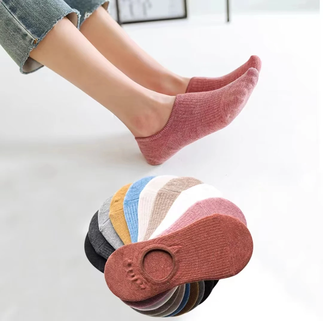春夏爆款竖条纹女士隐形船袜 硅胶防滑 纯色日系浅口短袜X2025