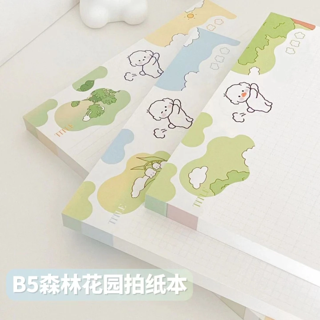 B5森林花园拍纸本可爱学生笔记本卡通单面本子素材便签纸学习纸