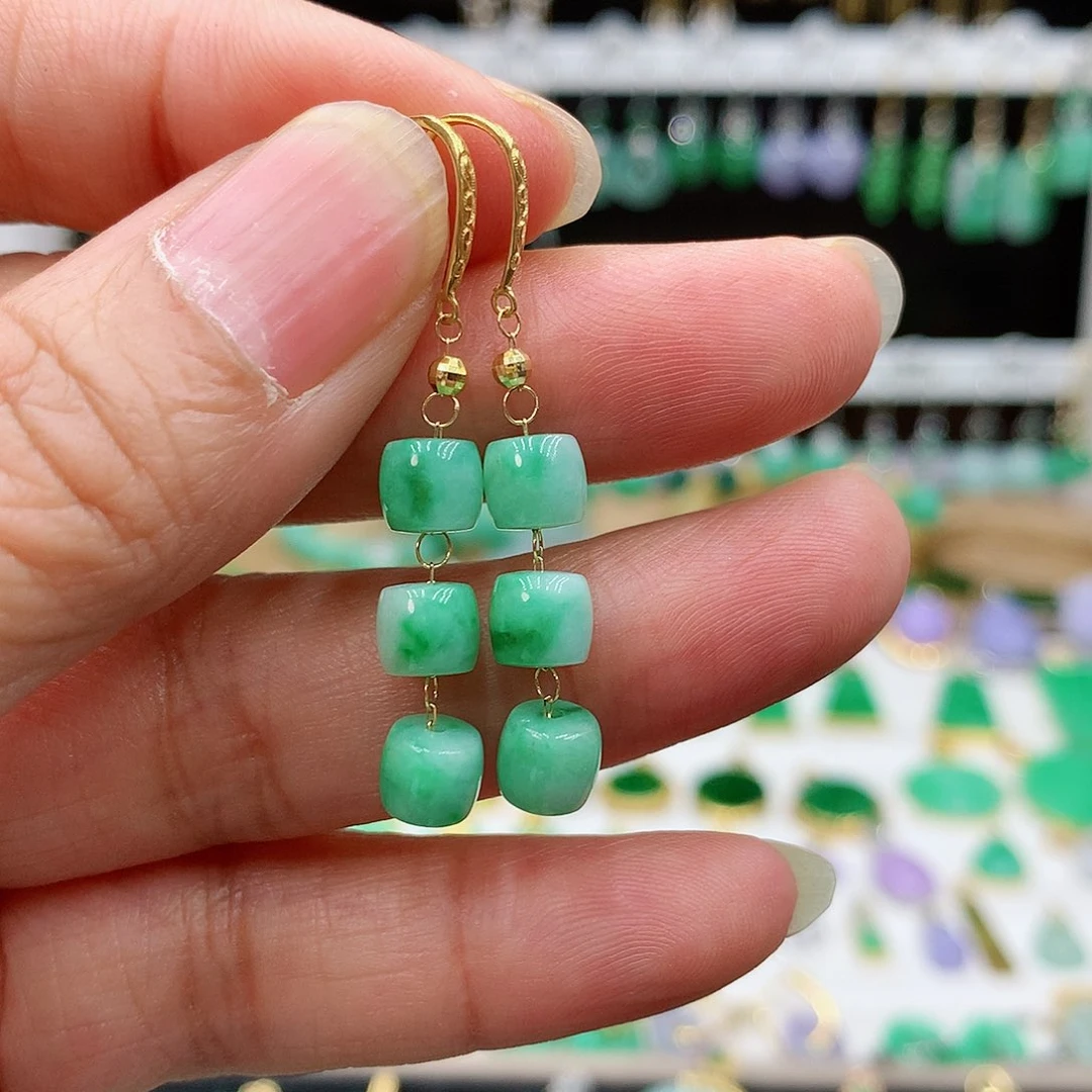 翡翠耳饰18K金镶嵌的