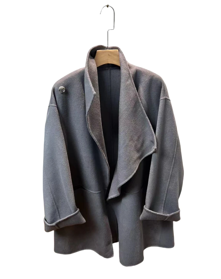 【向前向后3店】 时尚设计师款百搭气质轻奢毛呢大衣 XQ-893