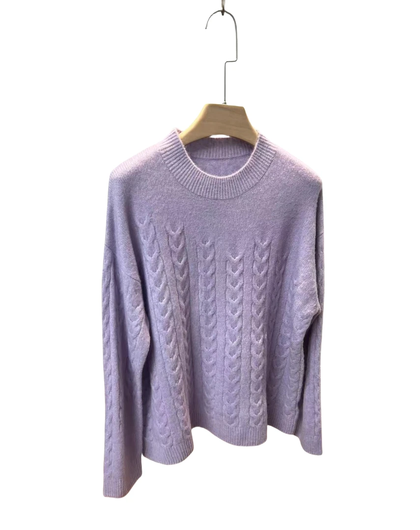 【向前向后3店】羊驼毛时尚百搭圆领套头简约毛针织衫 XQ-879