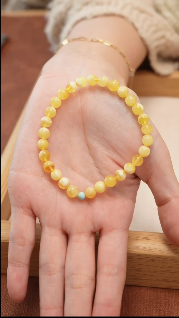 【闪购商品】蜜蜡手串未镶嵌金瓷白蜜蜡手串（多样性发）