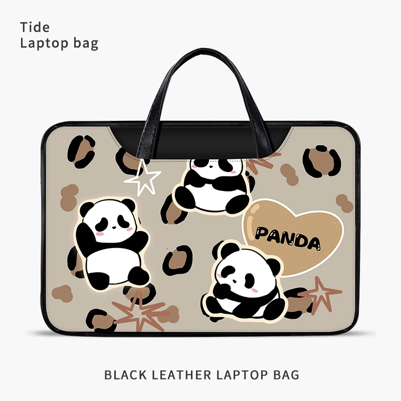 可爱熊猫手提电脑包苹果mac13.3女适用联想小新华硕华为14寸可爱