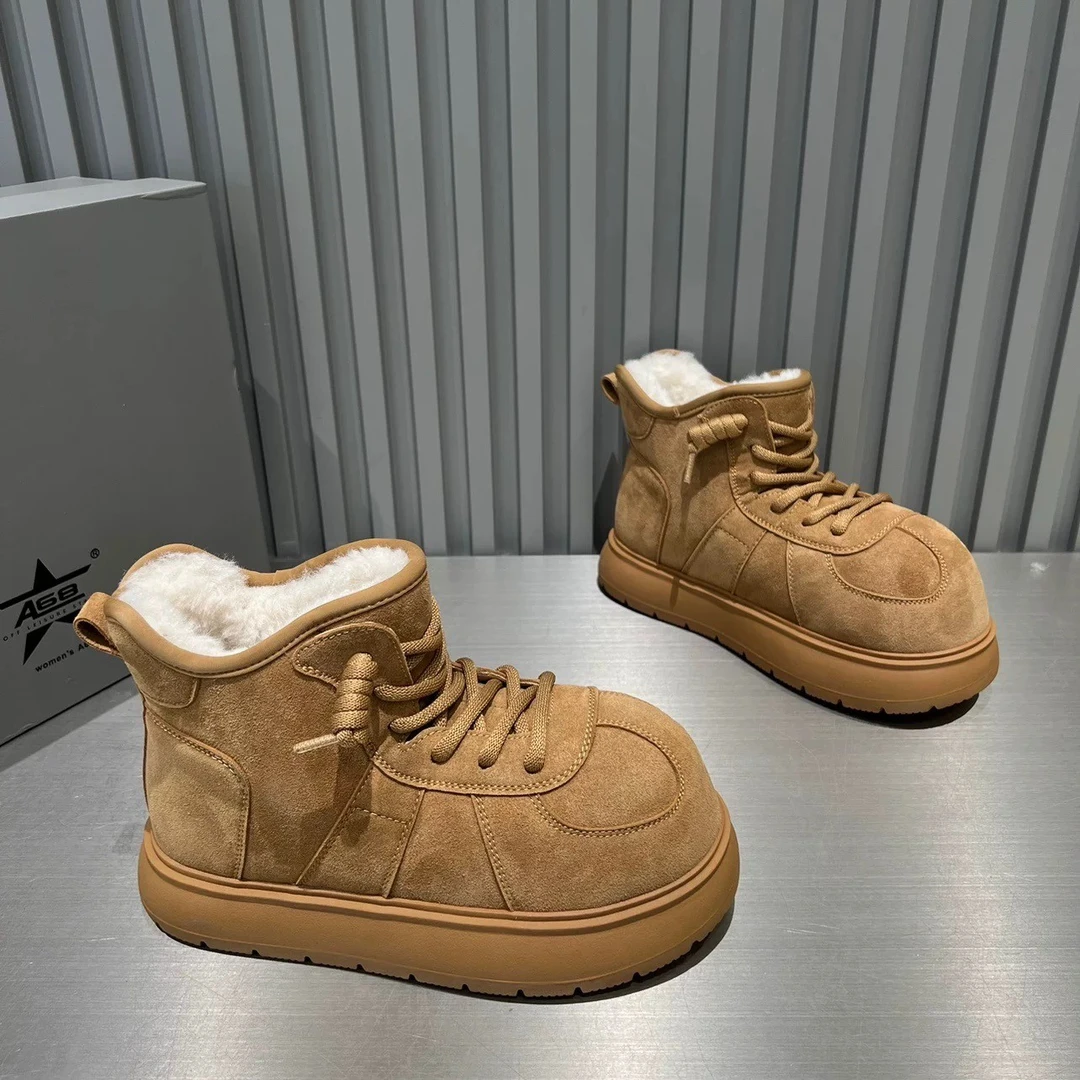 保暖搭子卡皮巴拉大头时尚雪地靴女2025冬季新款厚底加绒加厚棉鞋