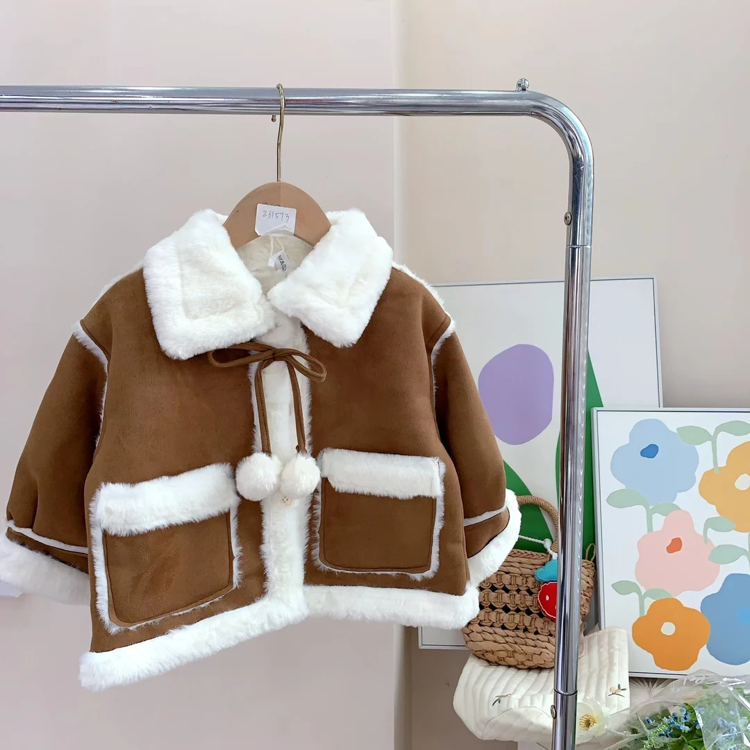 241459  女童冬季加绒加厚韩版棉质休闲长袖洋气外套