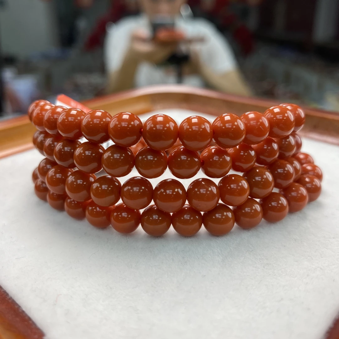 保山南红精品圆珠珠链   7mm     多样性发一