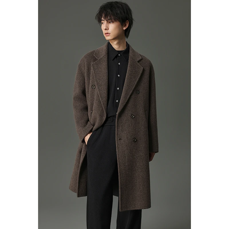【100绵羊毛】冬季加厚中长款双面绵羊毛大衣基础商务百搭款男外套