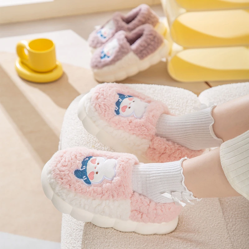 棉拖鞋女冬天室内家居包跟保暖情侣毛毛加绒棉鞋男冬季