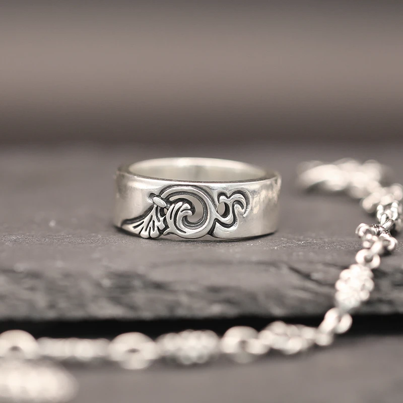 NATIVE STRANGER 925银戒指 卷草纹戒指个性时尚饰品男友礼物简约
