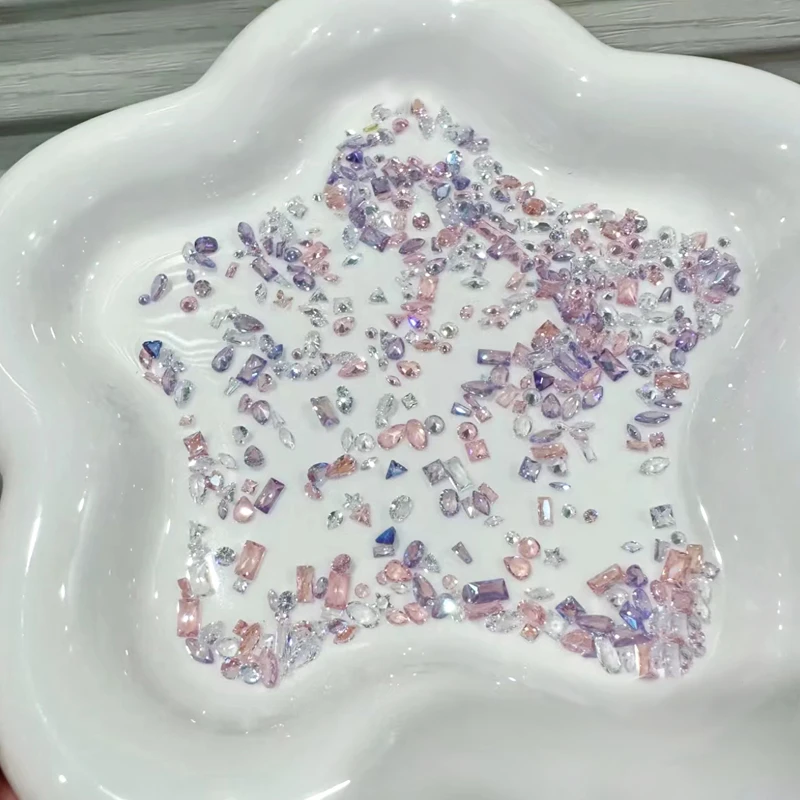 （5A混装锆石）春柚美甲饰品mini小彩锆仙女款浅粉蓝混装彩色美甲