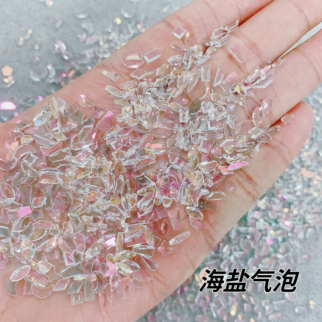 春柚美甲网红新款饰品极光小号海盐气泡平底美甲K9钻美甲混装钻