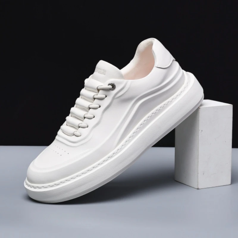 男士小白鞋平底一脚蹬高端真皮百搭休闲潮鞋2024春秋季新款男鞋