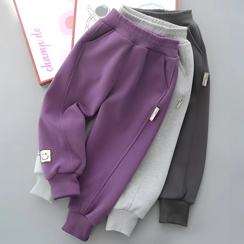 24新款秋冬季男女宝加厚休闲运动裤深秋冬季奥粒绒保暖弹力长裤