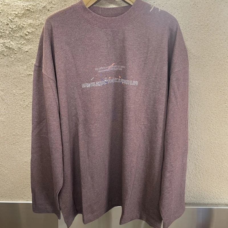 大码男装设计师系列无感印花微磨毛圆领卫衣