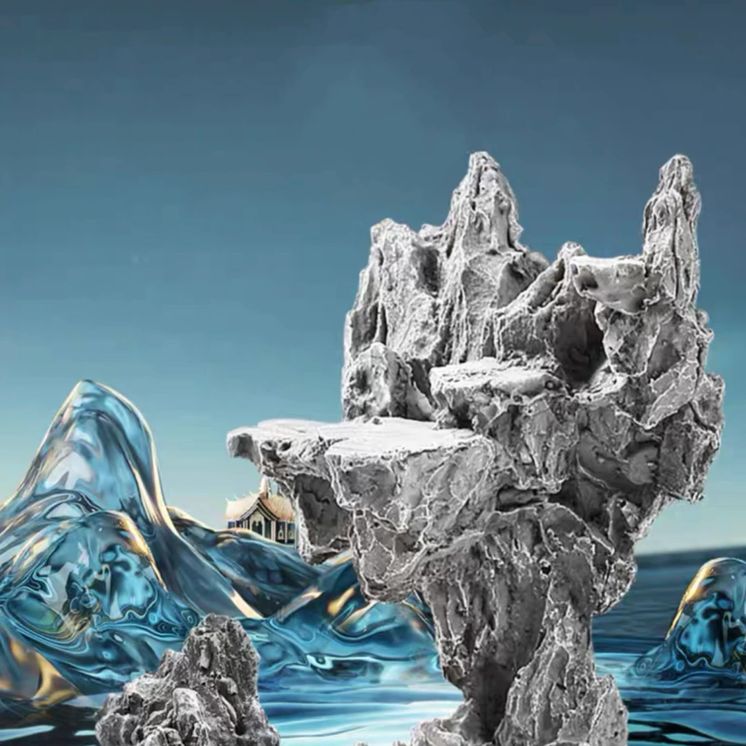 尧权造景石鱼缸假山石头水族箱装饰水草缸装饰小微创意仿真青龙石