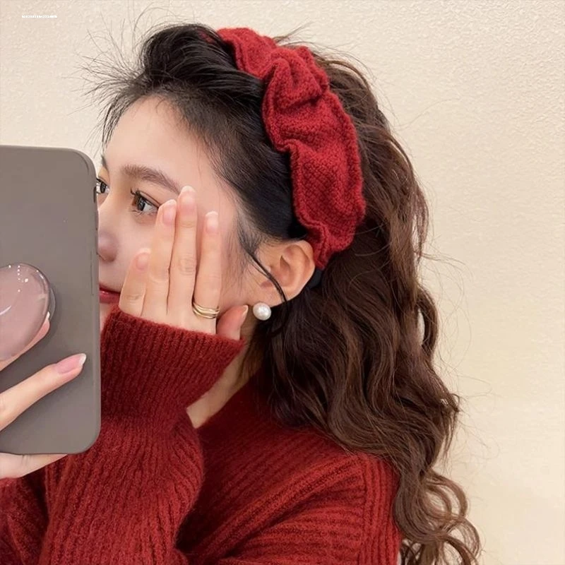 毛线褶皱发箍小众可爱简约甜妹气质质感无痕百搭新款少女时尚甜美