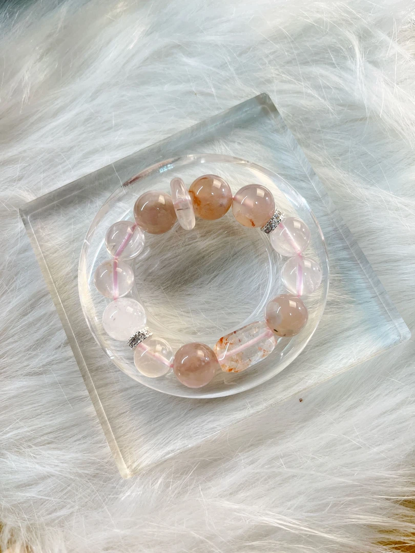L3020【樱花】DIY星光粉樱花玛瑙水晶手串