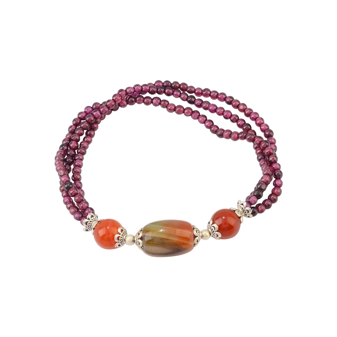 非金属手链 天然多层石榴红手链女ins小众轻奢高级感手串情侣礼品