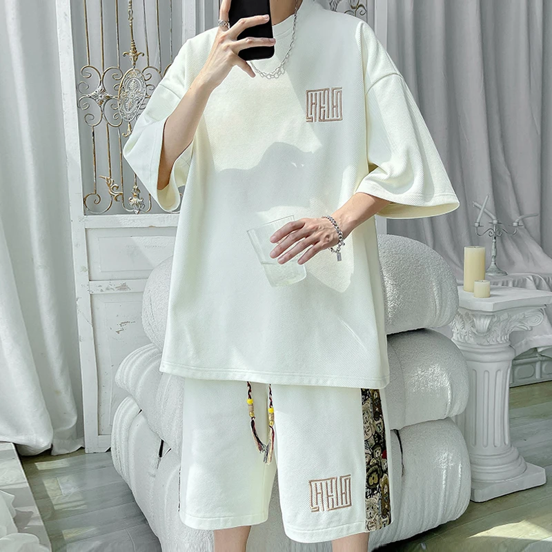 男女同款国风装套装夏季潮牌短袖短裤休闲运动两件套搭配一套帅气