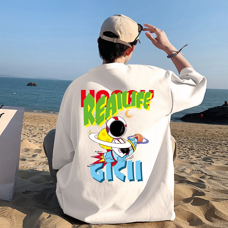 男女同款短袖T恤夏季潮流男2025宽松半袖上衣纯棉卡通印花体恤衫