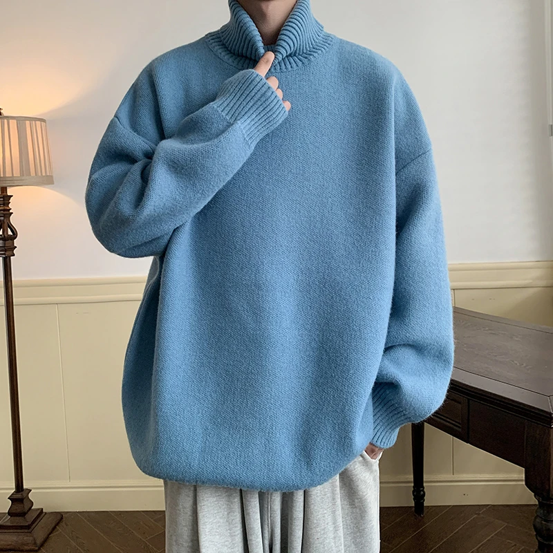 高领毛衣男秋冬2023新款针织衫宽松慵懒风内搭打底日系复古线衣