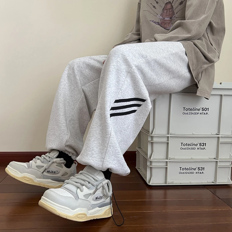 可束脚可直筒棉质卫裤男秋季潮牌宽松运动裤潮流百搭青少年休闲裤