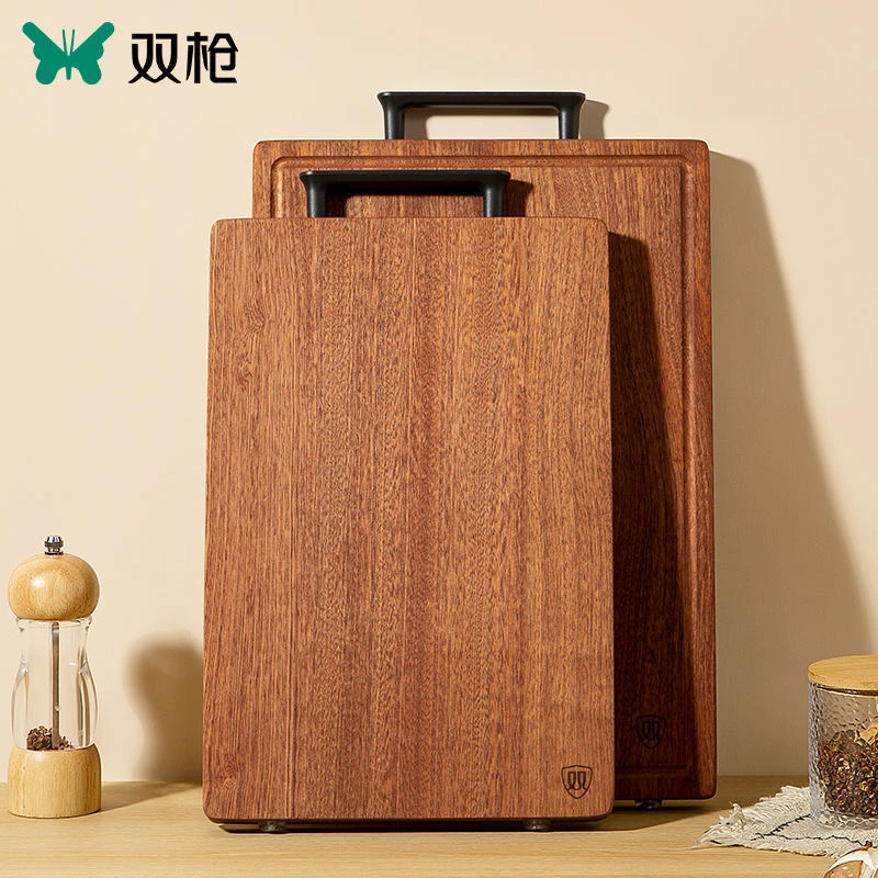 双枪乌檀木菜板实木质砧板厨房占粘板切菜板木切菜板家用刀板案板
