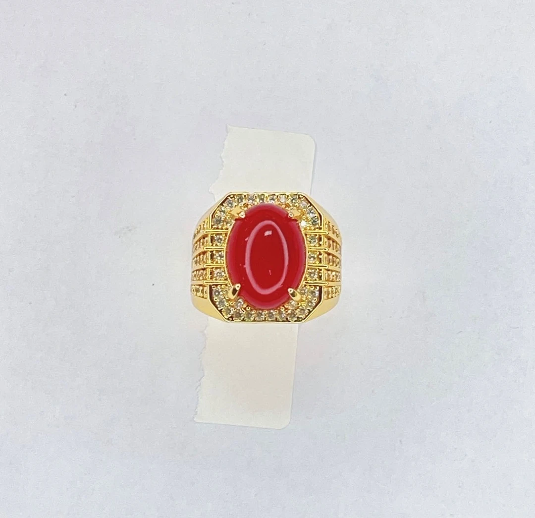【专柜正品】中国红四方底坐戒指